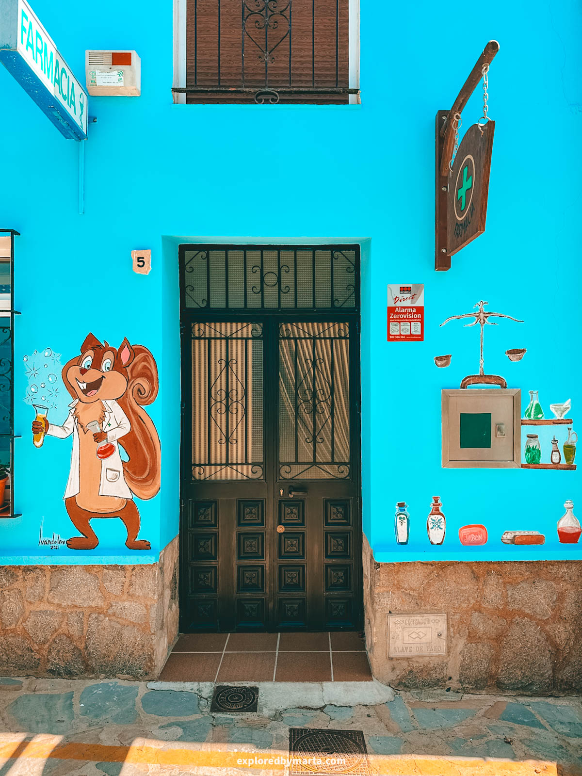 Animal paintings on Calle Fuente Caraila in Juzcar village in Spain