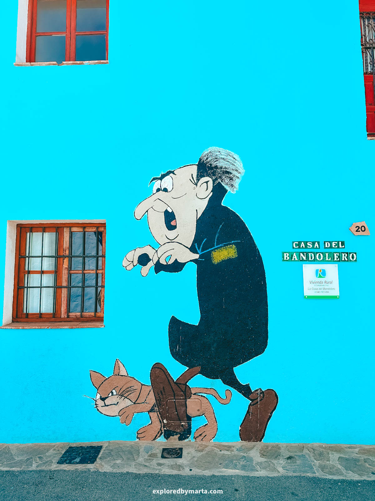 Gargamel painting at Casa del Bandolero in Juzcar village in Spain