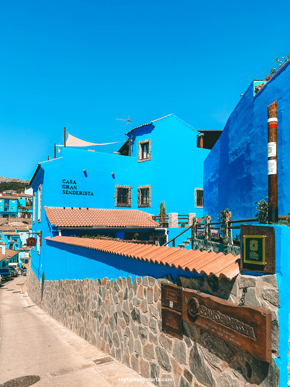 The beautiful Calle Genal in Juzcar village in Spain