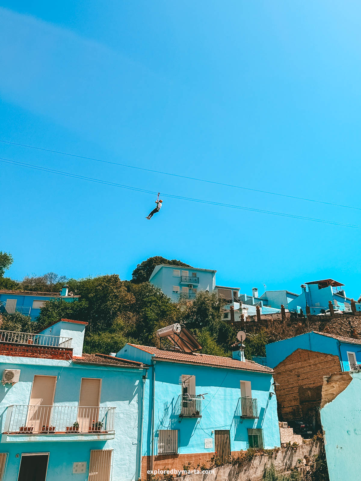 Zipline over Júzcar village in Spain
