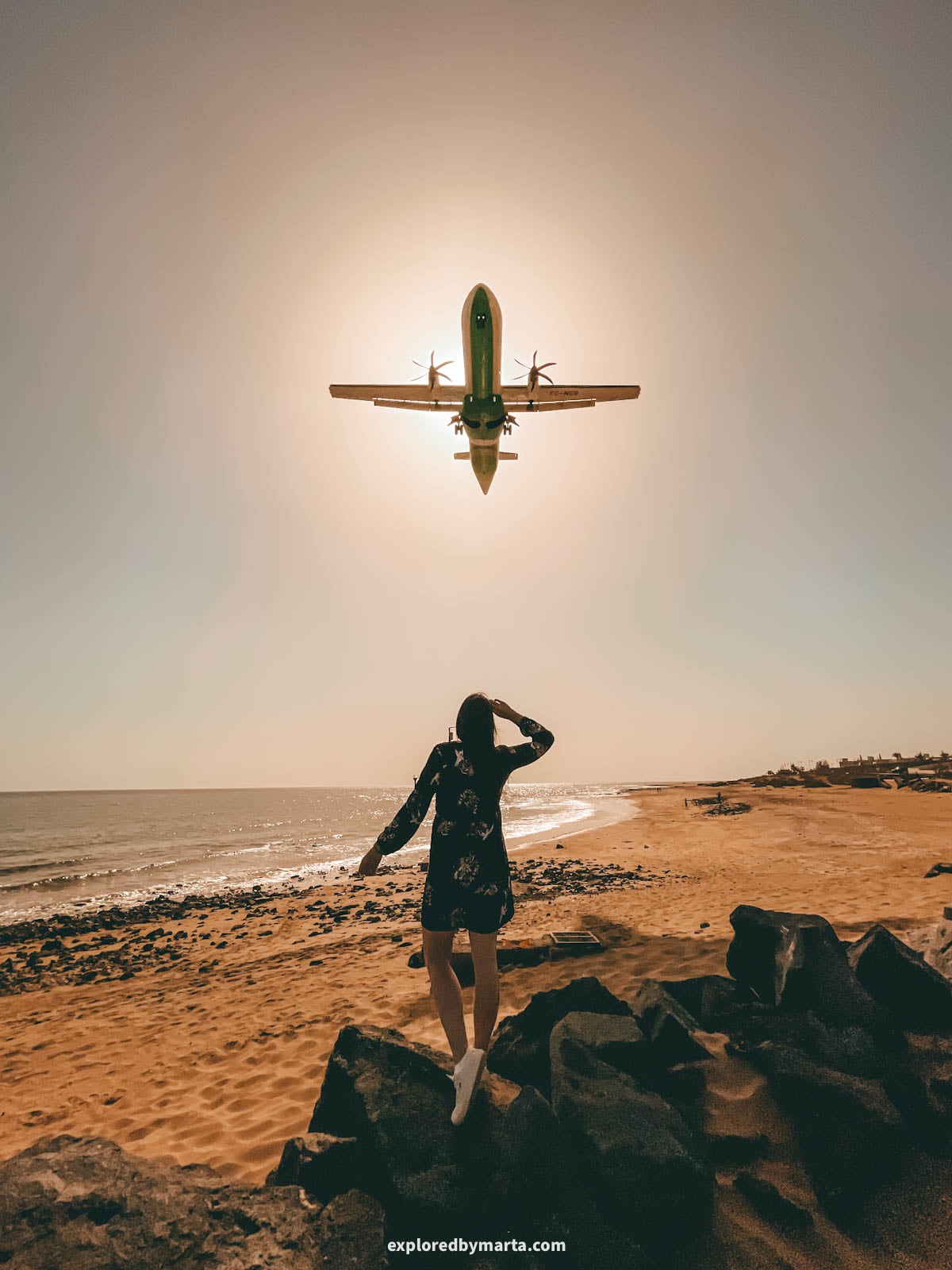 Airplane landing viewpoint in Lanzarote, Spain