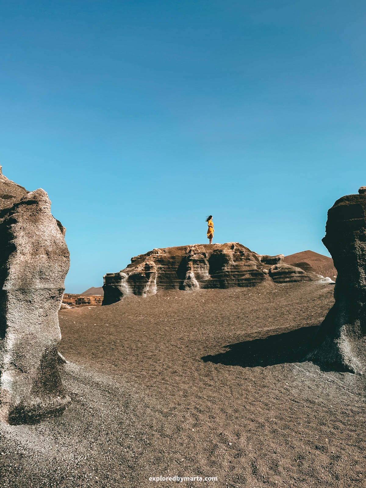 Eroded geological formations at La Rofera, also known as the Stratified City, in Lanzarote
