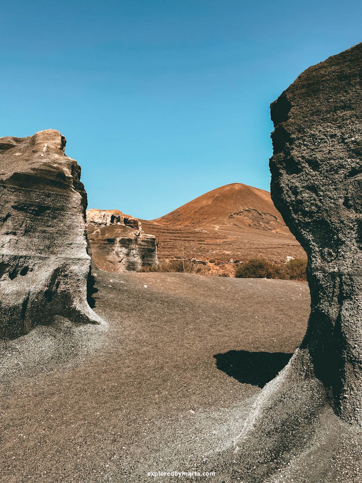 La Rofera (Stratified City) rock formations in Lanzarote, Spain