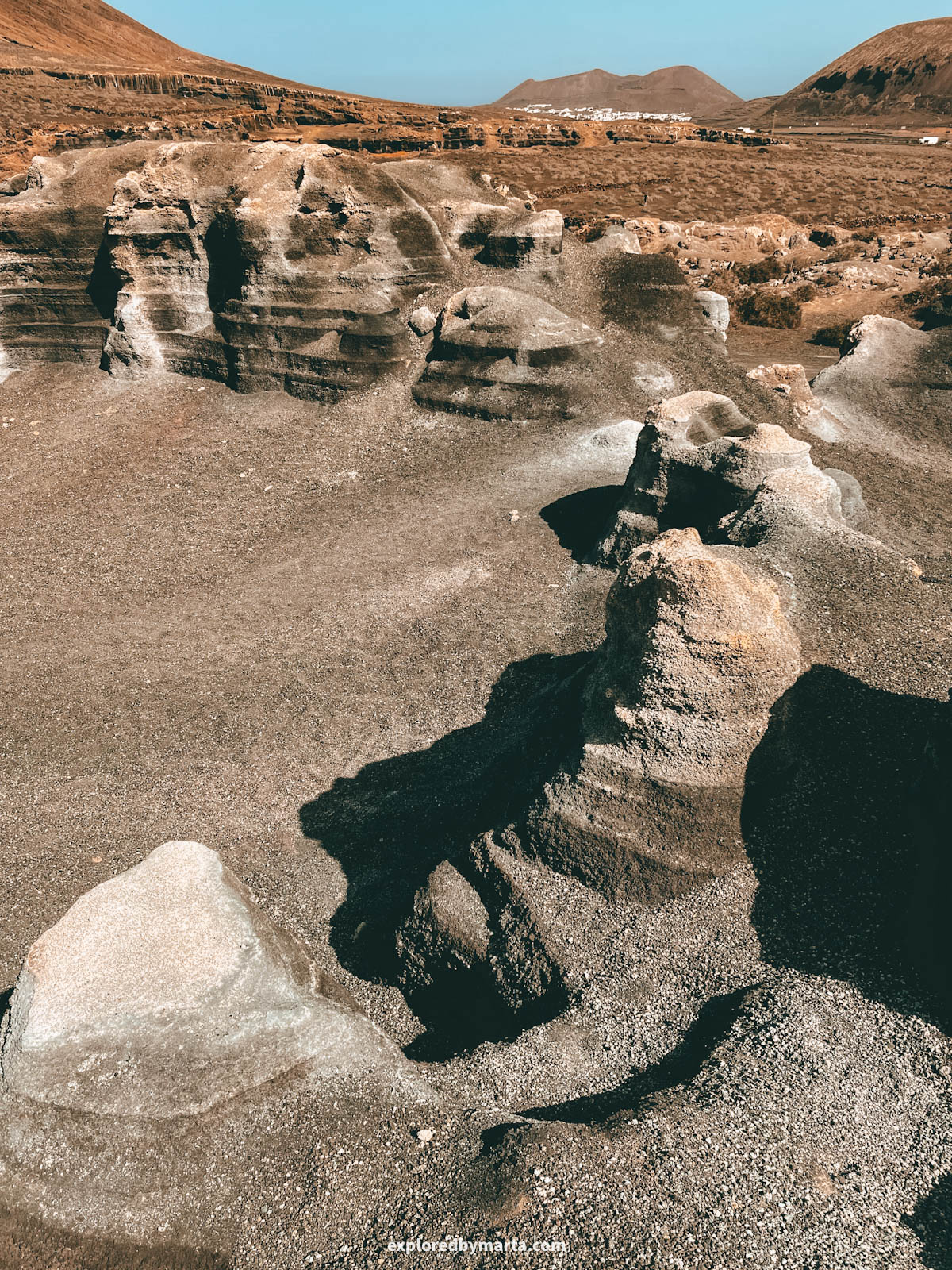 La Rofera (Stratified City) rock formations in Lanzarote, Spain