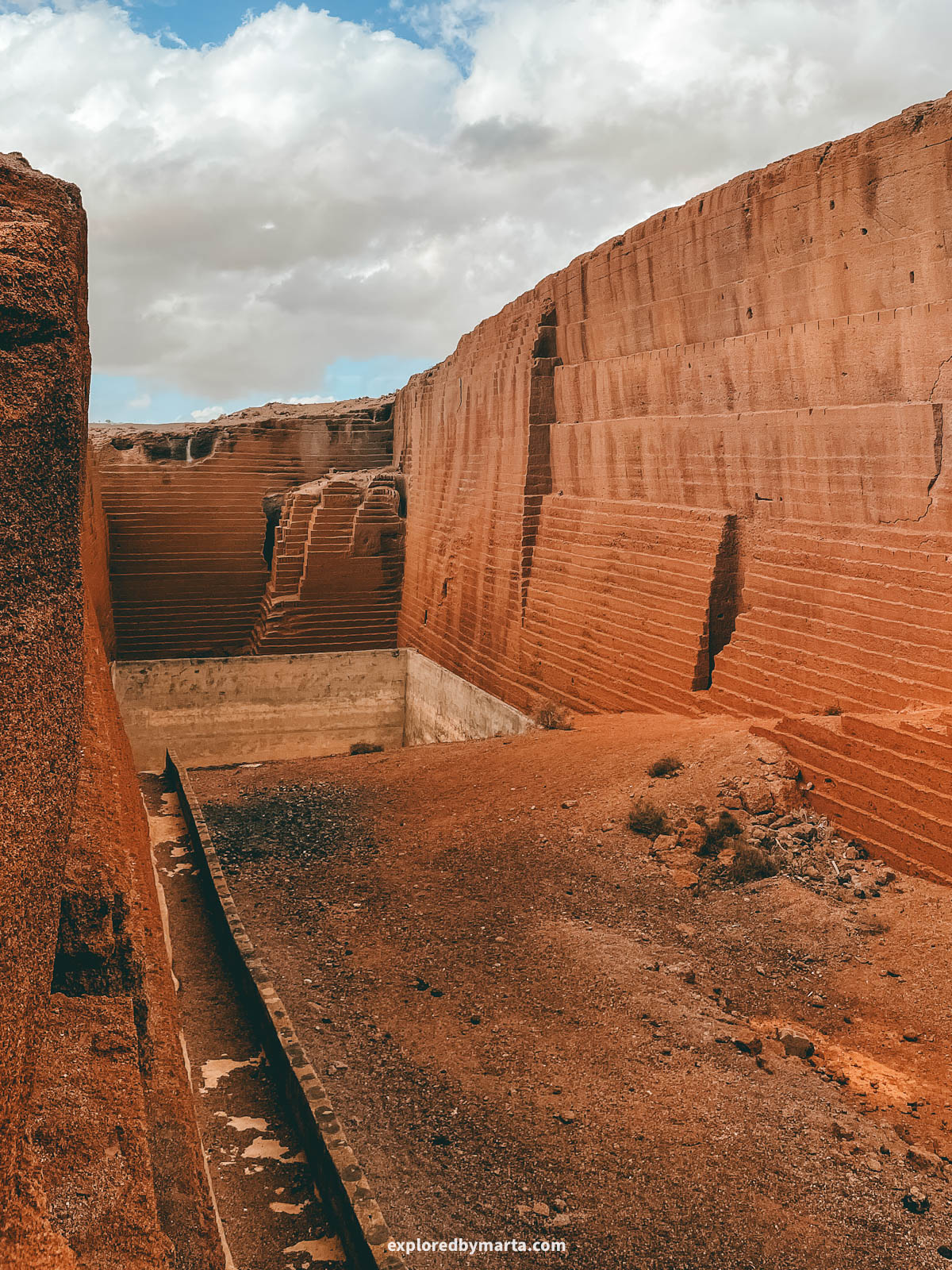 Red quarry at Montaña Tinamala in Lanzarote, Spain