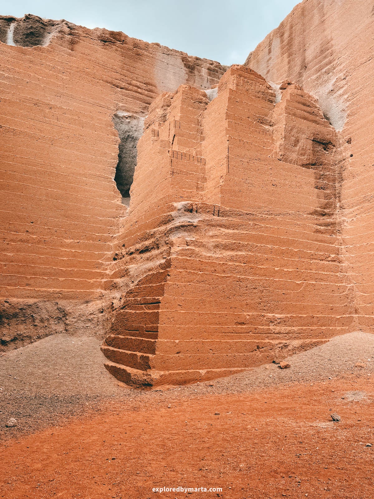 Red quarry at Montaña Tinamala in Lanzarote, Spain