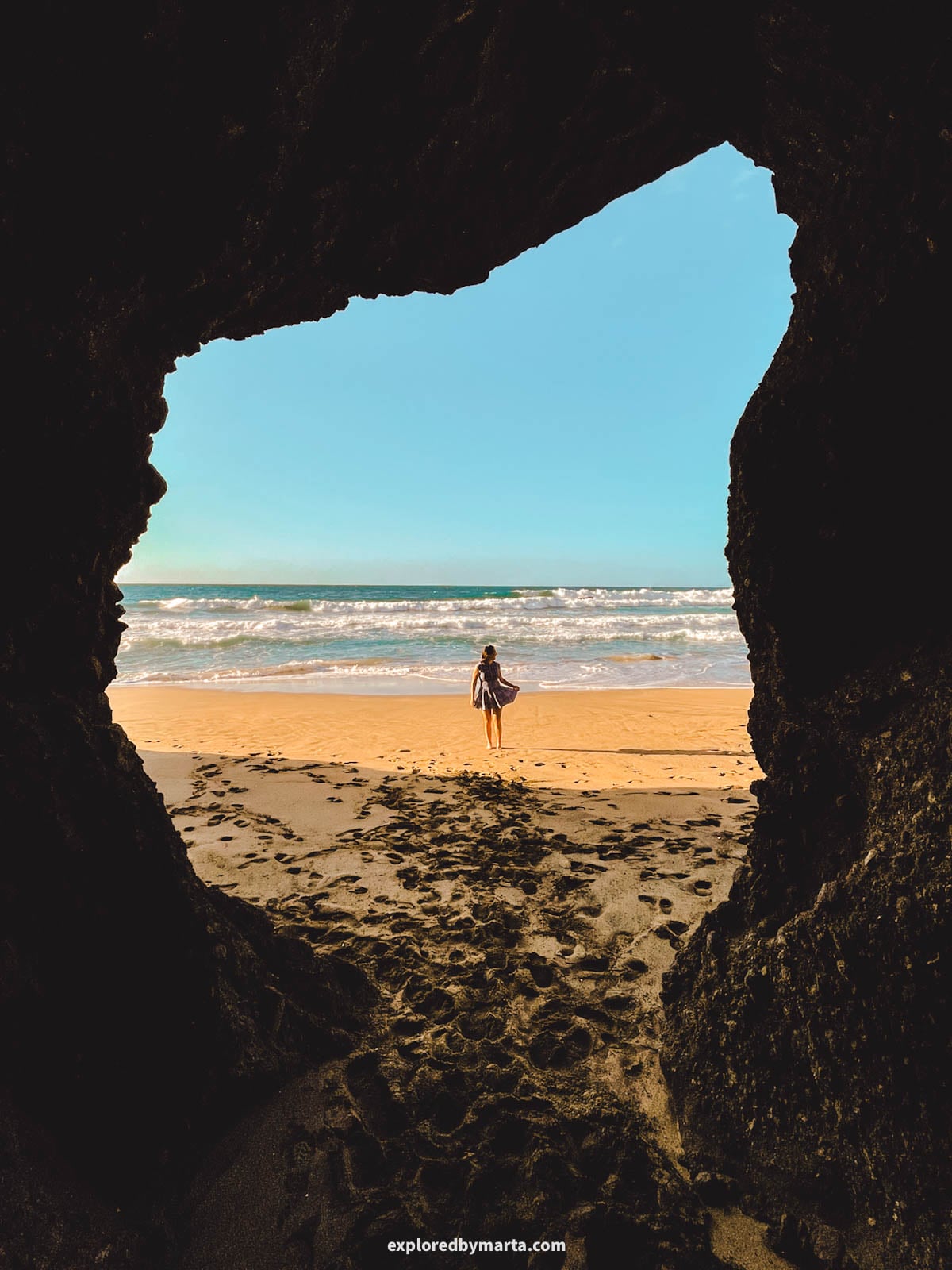 Beach cave at Playa de la Pared in Fuerteventura, Spain