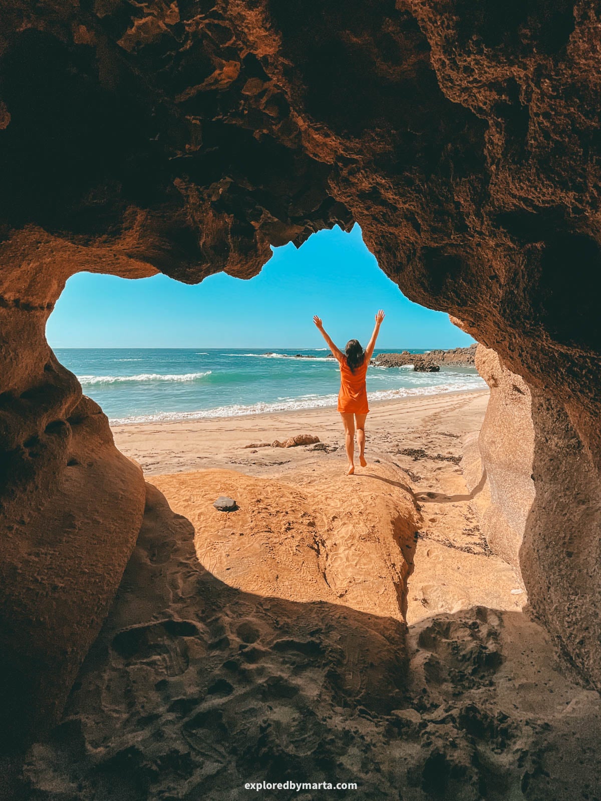 Beach cave at Playa de los Ojos beach in Fuerteventura, Spain