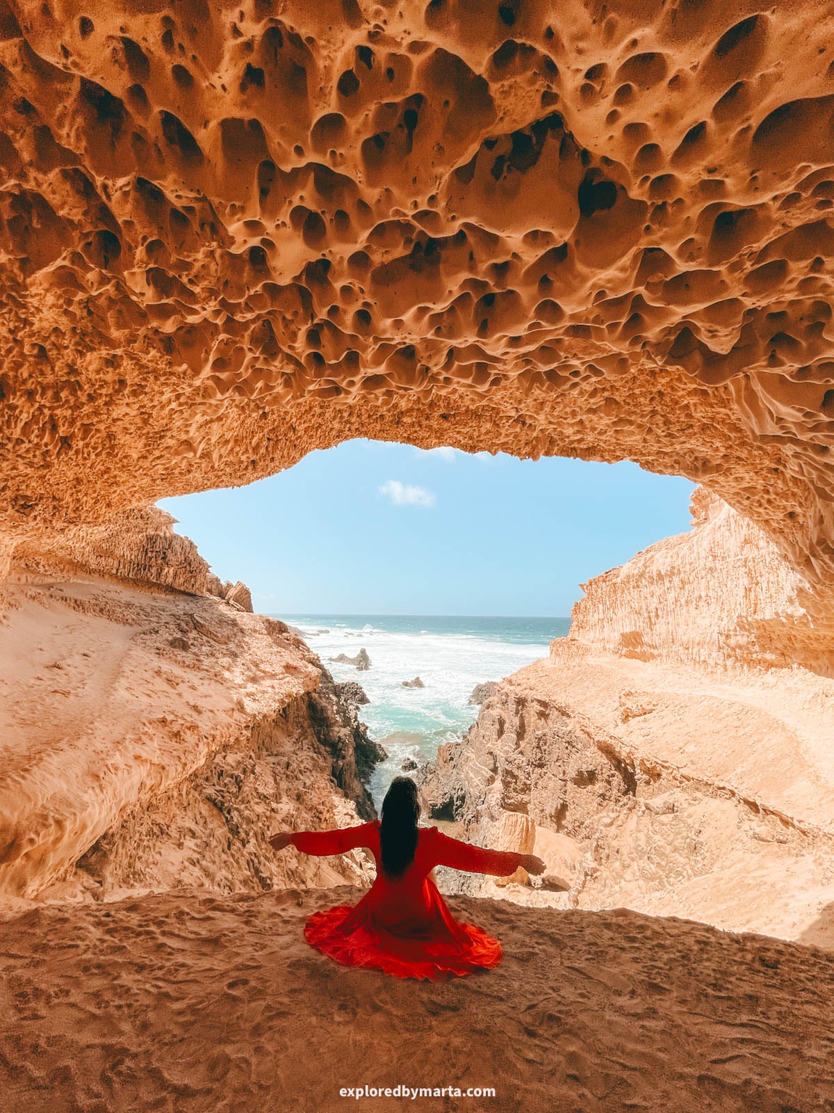 Bee cave near Playa de Garcey in Fuerteventura, Spain