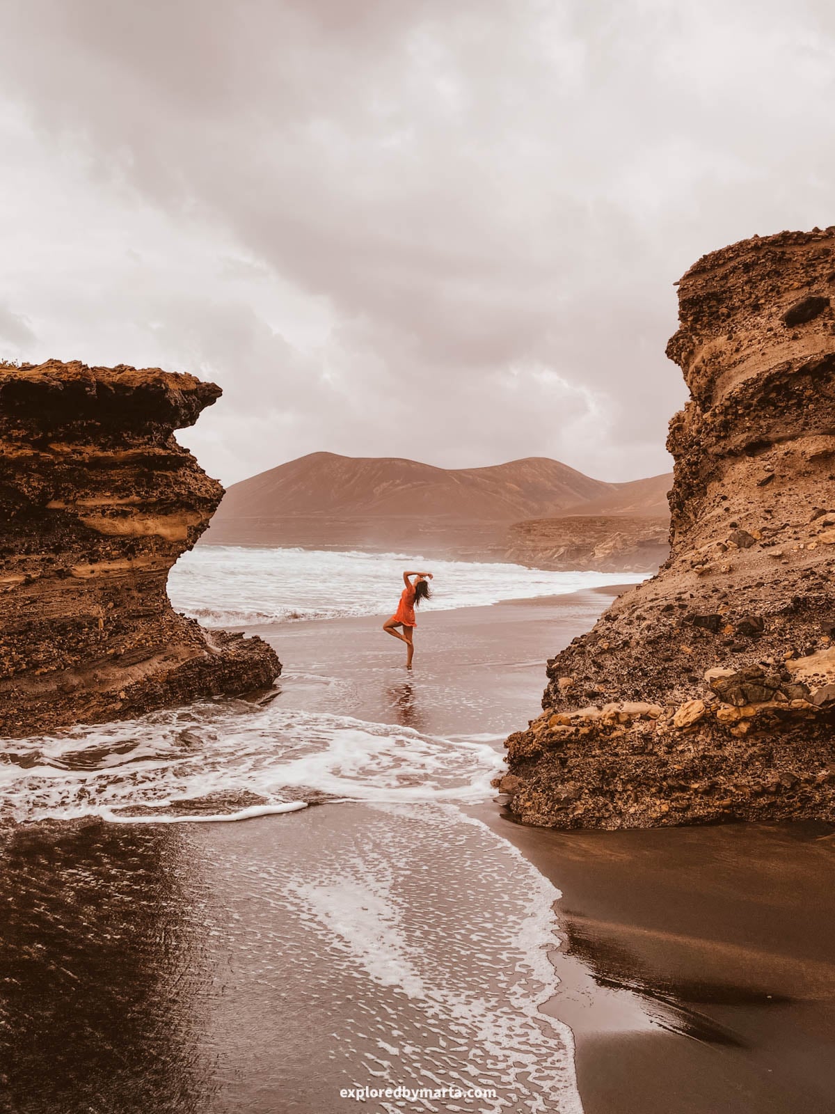 Rock formations at Playa de la Solapa in Fuerteventura, Spain